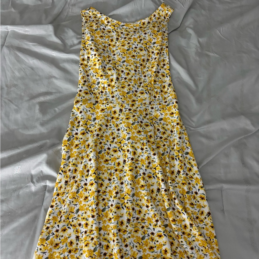 Forever 21 high neck, open back sunflower dress. Size S.